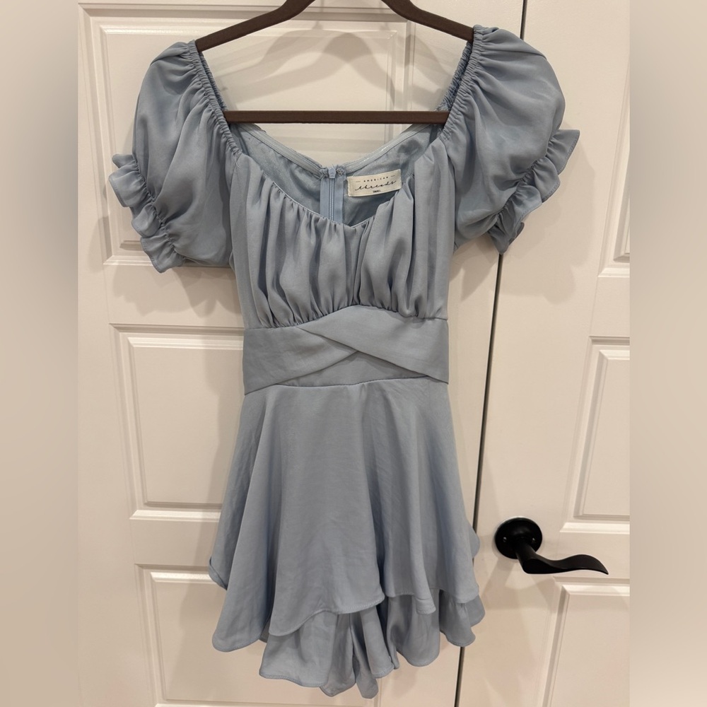 American Threads Light Blue Ruffle Romper - Picture 2 of 4